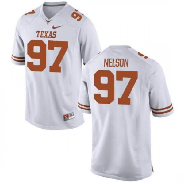 Mens Texas Longhorns #97 Chris Nelson Game Player Jersey White